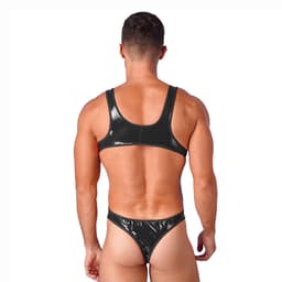 Porno jumpsuit heren - String - Latex look - BDSM - Erotische kleding - Hemd — thumbnail 2