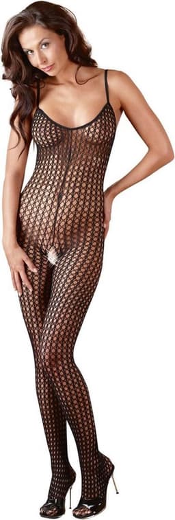 Mandy Mystery Lingerie –  Catsuit met Mesh Ontwerp en Open Kruis voor Erotische Toepassingen – Maat M/L – Zwart — thumbnail 3