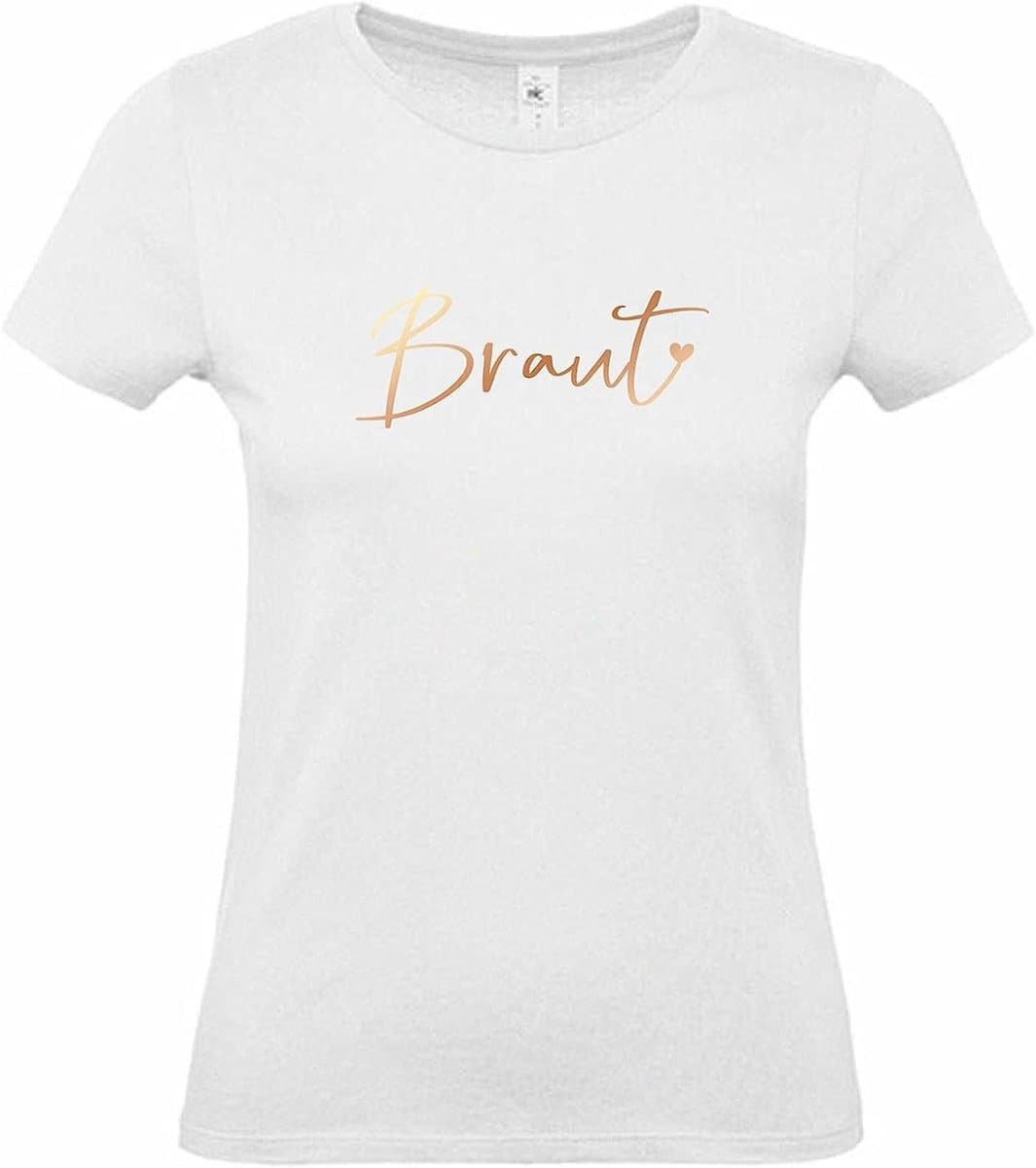 T-shirt bruid met hartje in wit & roségoud — afbeelding 1