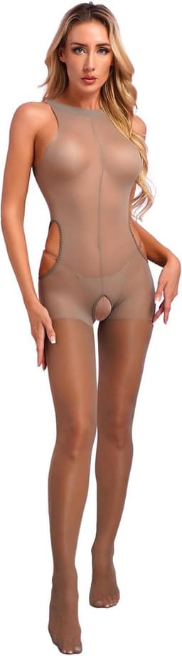 Transparante Mouwloze Bodysuit Dames - Wetlook Jumpsuit voor Feest & Clubwear — thumbnail 1