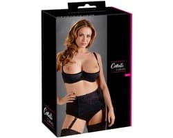 Cottelli Plus Size – Mooi verfijnd open beha met licht gevoerde cups - Maat 95D - Zwart