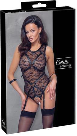 Kanten Jarretel Body - Zwart — thumbnail 1