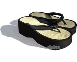 Dames Zori Sandalen - Japanse Slippers - Comfortabel Lopen - Rijststro Hak - 6 cm Hakhoogte