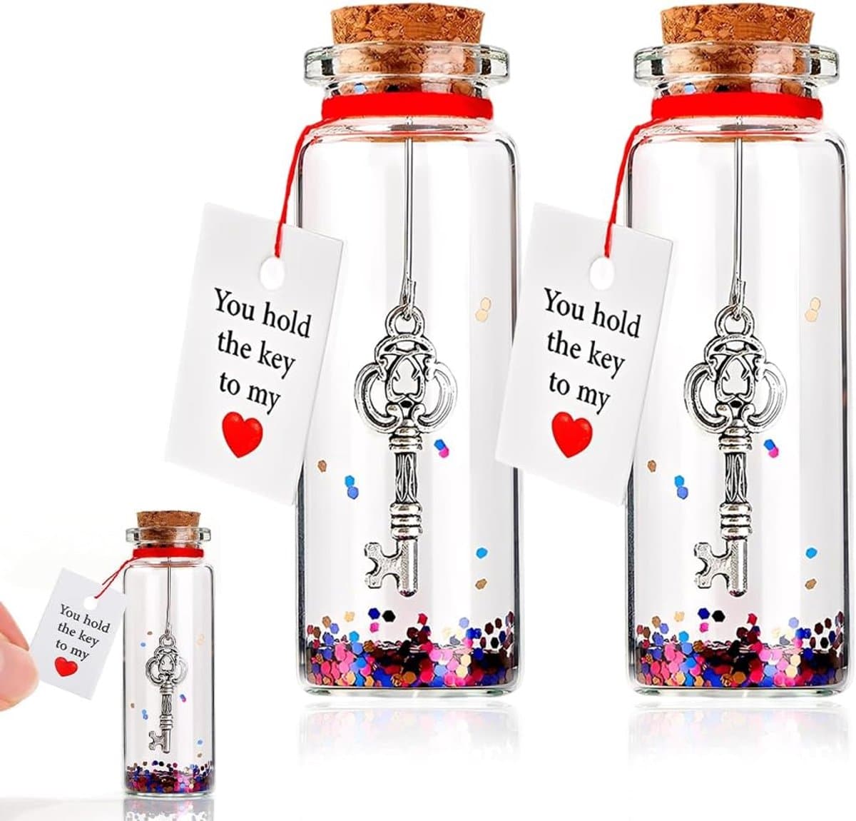 Wensflessen Set - Cadeau Flesjes - Romantisch Gebaar - Handgemaakt Glitter Decoratie - Compact Formaat — afbeelding 1