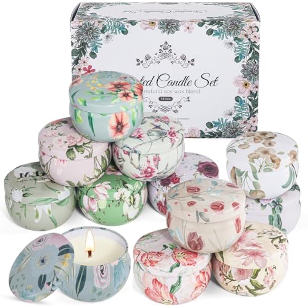 12 Stuks Geurende Kaarsen Set voor Vrouwen - Natuurlijke Bloemengeur voor Decoratie en Cadeaus — afbeelding 1