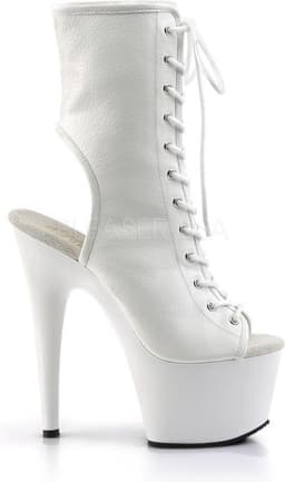 Adore-1016 plateau peeptoe enkellaars met open hiel en stiletto hak mat wit - (EU 38 = US 8) - Pleaser — thumbnail 2