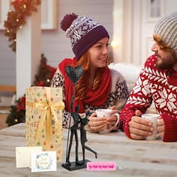 Romantisch IJzeren Sculptuur Paar - Handgemaakt Metalen Standbeeld voor Liefde en Huwelijksgeschenken — thumbnail 5