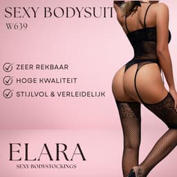 Elara - Sorelle - Bodystocking Erotische Lingerie met Open Kruis - Catsuit - S t/m XL - Sexy Dames Lingerie - Zwart — thumbnail 2