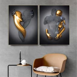 3-delige Kunst Posterset: Romantisch Koppel Beeldhouwkunst Canvas Schilderij (30x40 cm) — thumbnail 3