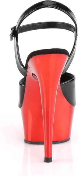 Pleaser - DELIGHT-609 Sandaal met enkelband - US 5 - 35 Shoes - Zwart/Rood — thumbnail 4