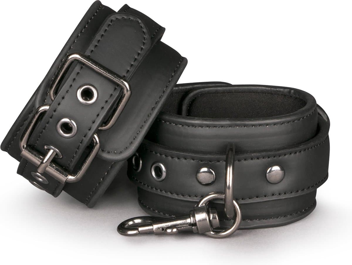 EasyToys - Kunstlederen Handboeien - Duurzaam - Bondagetouw - Handboeien Seks - BDSM - BDSM Toys - Rollenspel Erotiek - Erotisch Spel - Handboeien Speelgoed - Zwart — afbeelding 1