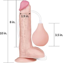 Spuitende Realistische Dildo met Knijpbal — thumbnail 2