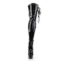 EU 44 = US 13 | DELIGHT-3050 | 6 Heel, 1 3/4 PF Thigh Boot w/Side Ribbon Lace, Side Zip — thumbnail 2