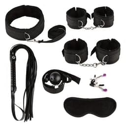 Oneay BDSM Set 7-delig – Bondage Set met Handboeien, Gag Ball & Zweep – SM Speeltjes voor Koppels – Beginners Bondage Kit – Verstelbaar & Comfortabel – Erotisch Cadeau voor Hem & Haar - Zwart — thumbnail 1