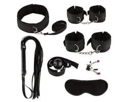 Oneay BDSM Set 7-delig – Bondage Set met Handboeien, Gag Ball & Zweep – SM Speeltjes voor Koppels – Beginners Bondage Kit – Verstelbaar & Comfortabel – Erotisch Cadeau voor Hem & Haar - Zwart