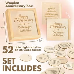 Houten Date Night Box met 52 Activiteiten voor 7 Jaar Huwelijksjubileum — thumbnail 2