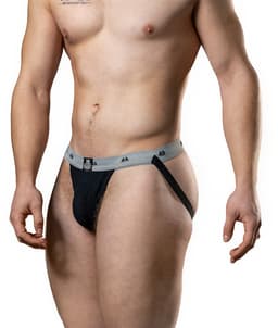 MM Sports The Original Swimmer/Jogger Jockstrap 1 inch Black - MAAT L - Heren Ondergoed - Jockstrap voor Man - Mannen Jock — thumbnail 2