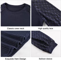 Elegante Dames T-shirt met Lange Mouwen en Kant - Casual & Losvallend — thumbnail 3