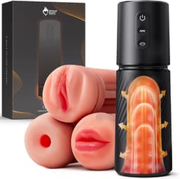 Sensual Desire® Trinity Automatische Masturbator voor Man - Pocket Pussy met 3 Verwisselbare Sleeves - Vibratie & Zuigkracht - Realistische Mond, Vagina & Anus - Sex Toys voor Mannen — thumbnail 1