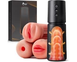 Sensual Desire® Trinity Automatische Masturbator voor Man - Pocket Pussy met 3 Verwisselbare Sleeves - Vibratie & Zuigkracht - Realistische Mond, Vagina & Anus - Sex Toys voor Mannen