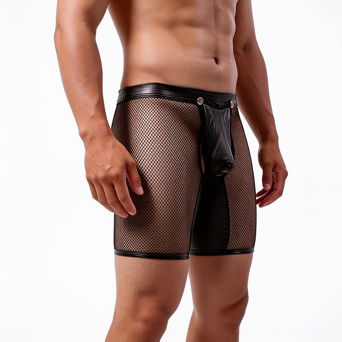 Heren Lingerie - Onderbroek - Open Kont Ondergoed - PU Leer — afbeelding 1