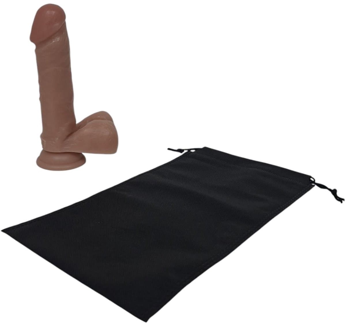 Sensationsdeluxe - Realistische Dildo met balzak - 18 cm - Dildo met zuignap - Beige -Sex speeltje voor Mannen Anaal - en voor Vrouwen en man - Dildo Zakje — afbeelding 1