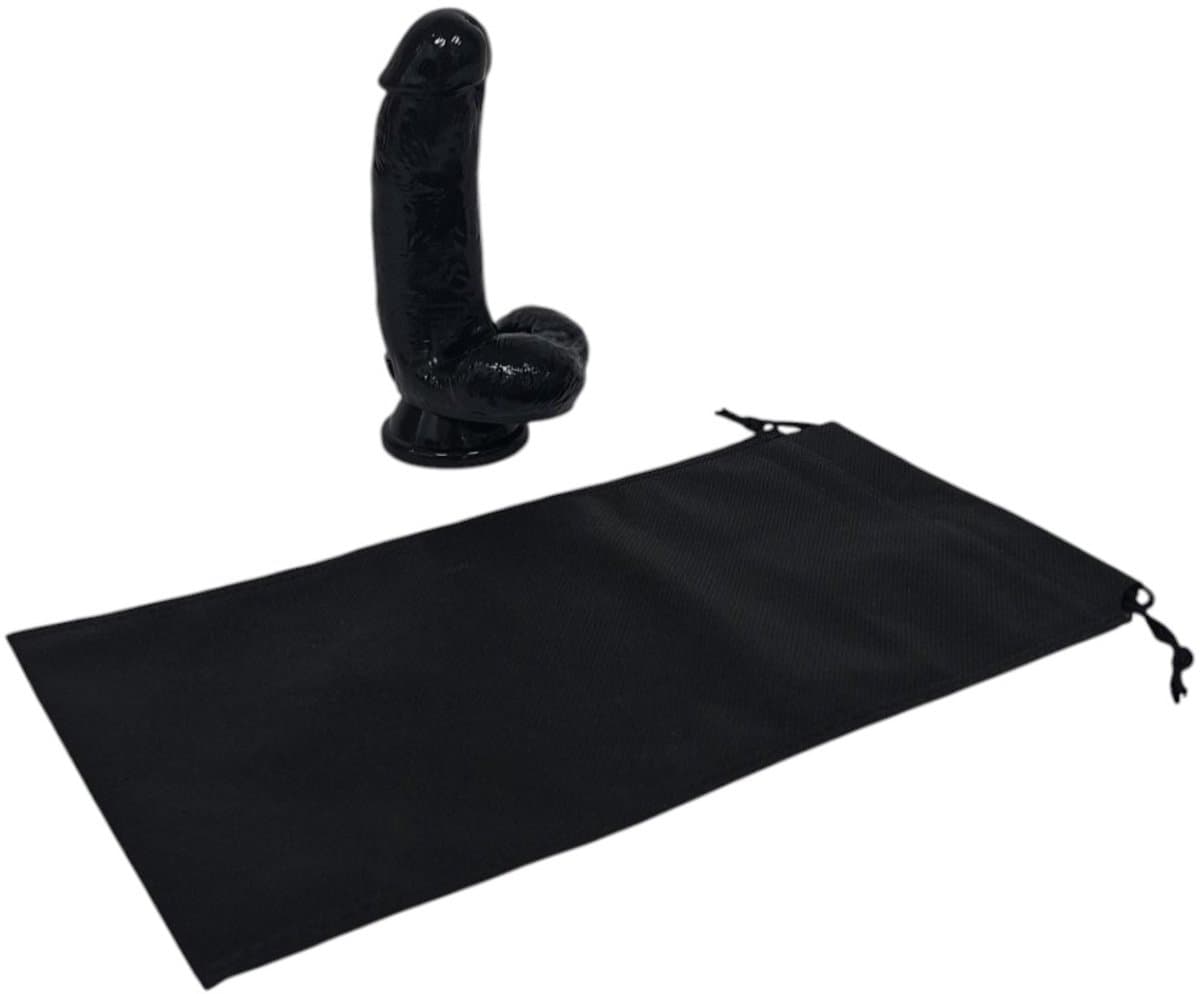 Sensationsdeluxe - Realistische Dildo met Balzak - 15 cm - Dildo met Zuignap - zwart - Sex speeltje voor Mannen Anaal - en voor Vrouwen en Man - Dildo Zakje — afbeelding 1