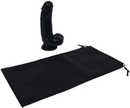Sensationsdeluxe - Realistische Dildo met Balzak - 15 cm - Dildo met Zuignap - zwart - Sex speeltje voor Mannen Anaal - en voor Vrouwen en Man - Dildo Zakje — thumbnail 1