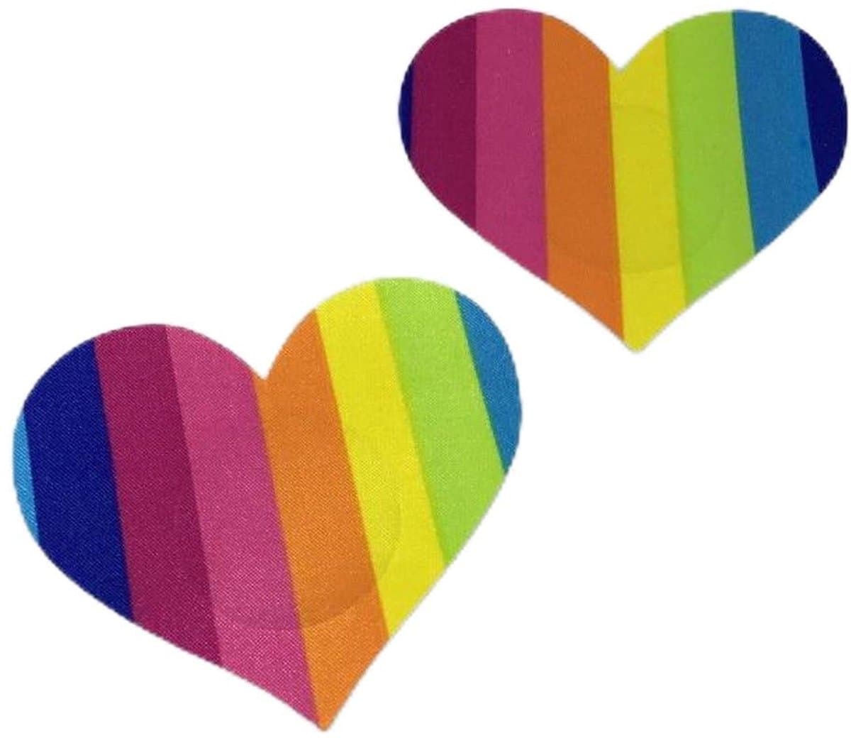 Okado Tepelstickers Hart Regenboog 2 Stuks – Pride Nipple Covers – Zelfklevende Hart Stickers voor Festival, Pride, Feest, Outfit en Lingerie – Multi — afbeelding 1