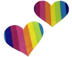 Okado Tepelstickers Hart Regenboog 2 Stuks – Pride Nipple Covers – Zelfklevende Hart Stickers voor Festival, Pride, Feest, Outfit en Lingerie – Multi