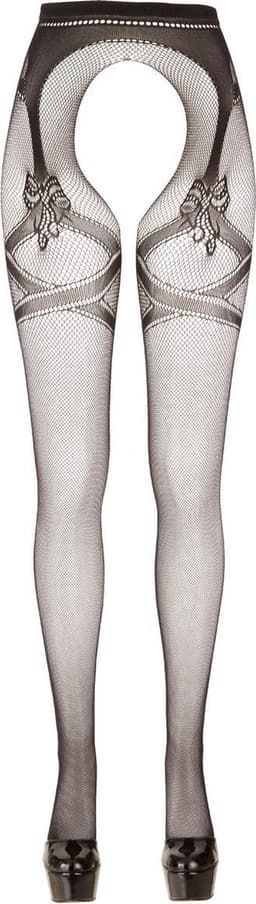 Cottelli Collection – Hold Up Kousen met Open Kruis voor Gemakkelijk Toegang -Maat S/M - Zwart — thumbnail 4