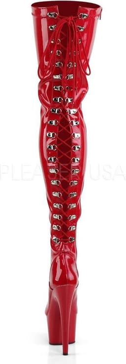 Adore-3063 plateau lak overknee laars met veters en stiletto hak rood - (EU 39 = US 9) - Pleaser — thumbnail 5