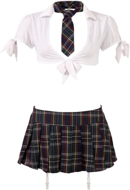 Cottelli Collection – Stout School Meisje Set met Rok en Top voor Ondeugende Meiden – Maat M – Wit — thumbnail 5