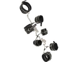 Zado – Zeer Hoogwaardige Bondage Harnas met Complete Verstelbare Boeien Set en Halsband – Zwart