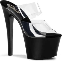 Pleaser - SKY-302 Muiltjes - Paaldans schoenen - 40 Shoes - Zwart/Transparant — thumbnail 1