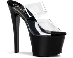 Pleaser - SKY-302 Muiltjes - Paaldans schoenen - 40 Shoes - Zwart/Transparant