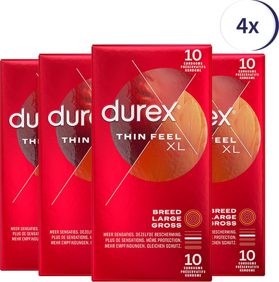 Durex Condooms Thin Feel XL 10st - 4 Stuks - Voordeelverpakking — afbeelding 1