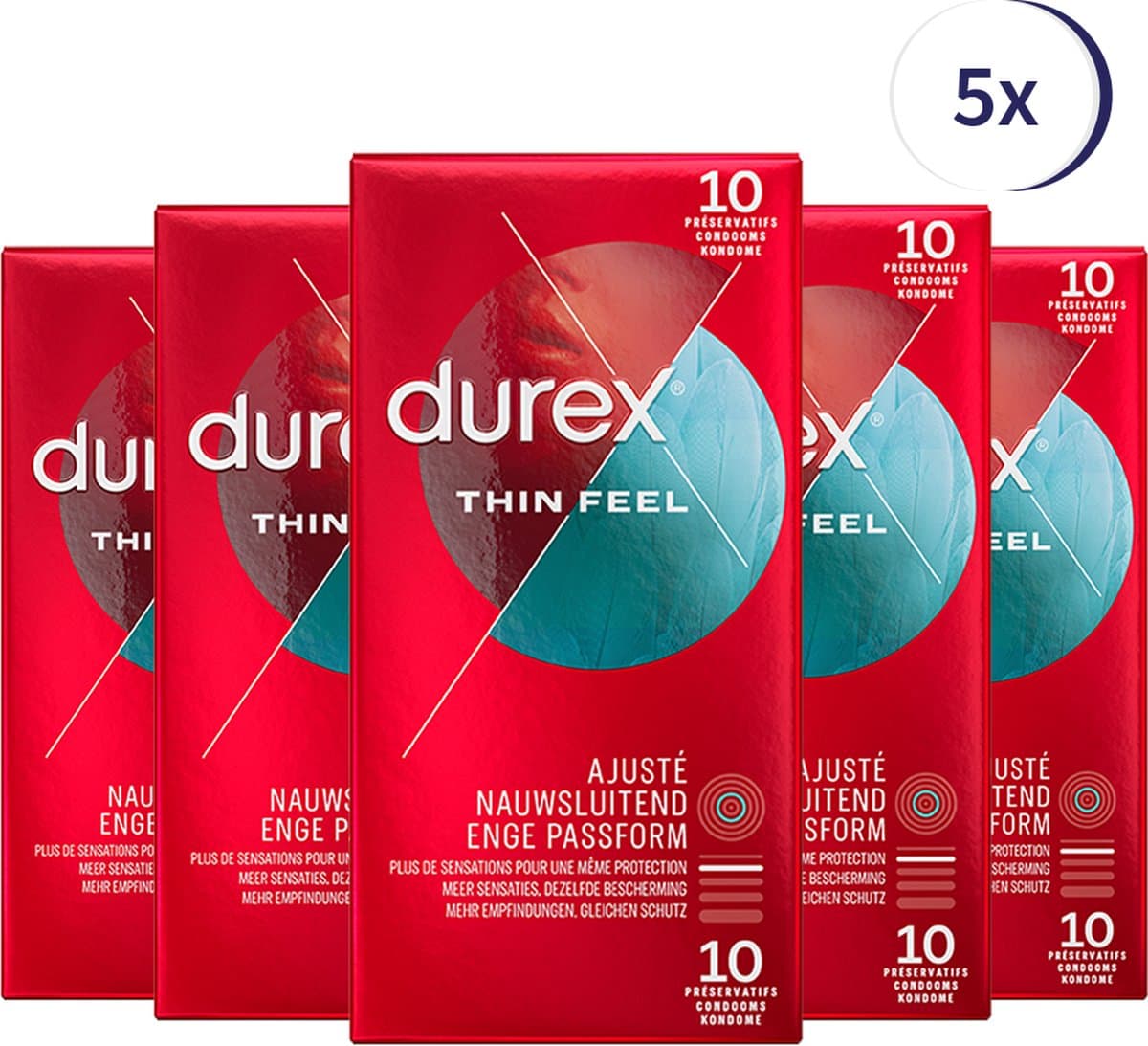 Durex Condooms Thin Feel Close Fit 10st - 5 Stuks - Voordeelverpakking — afbeelding 1
