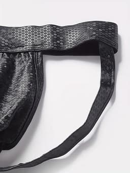 LekkerStout Jockstrap - Zwart - PU Leder - Honingraat - Maat XL | LS192 — thumbnail 4