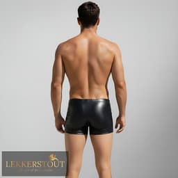 PU Lederen Boxershort - Open Kruis - Zwart - Sexy Herenondergoed | L | LS154 — thumbnail 4