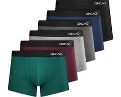 QINCAO boxerbroek voor heren, 6 stuks per pakket, zonder jeukende etiket, onderbroek voor mannen, ondergoed, boxer, katoen