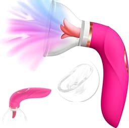 Tong Vibrator -Tepels - Lik en Zuig Functie - Vacuümpomp - Likkende Vagina Zuiger - Vibrator voor Vrouwen - Clitoris - Beffen - Seksspeeltje voor Vrouwen - Rood — thumbnail 1