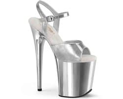 Pleaser - FLAMINGO809 Sandaal met enkelband, Paaldans schoenen - US 5 - 35 Shoes - Zilverkleurig