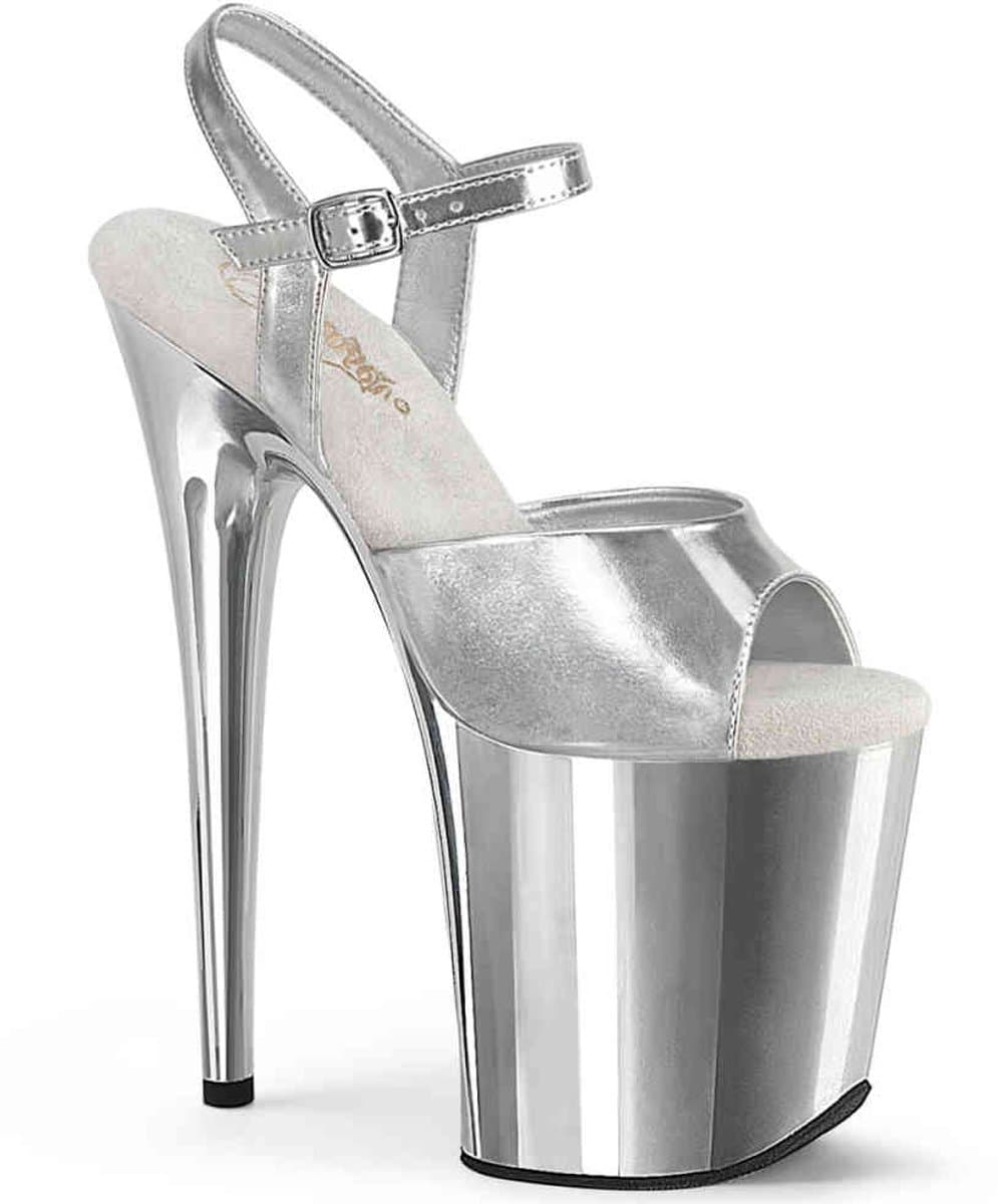 Pleaser - FLAMINGO809 Sandaal met enkelband, Paaldans schoenen - US 5 - 35 Shoes - Zilverkleurig — afbeelding 1