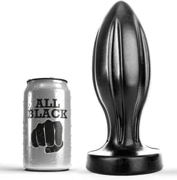 All Black - Grote Buttplug met Groeven - 21 cm - Zwart — thumbnail 1