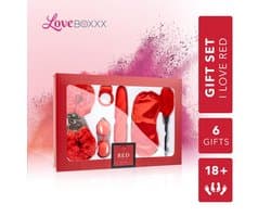 Loveboxxx - I Love Red Cadeauset - Sex Toys voor Koppels - Erotische Geschenkset met Seksspeeltjes en Accessoires - 6 Delig - Erotisch Cadeauset voor Koppels