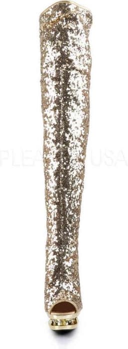 Pleaser - BLONDIE-R-3011 Plateau Overknee Laarzen - Paaldans schoenen - 39 Shoes - Goudkleurig — thumbnail 2