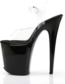 Pleaser - FLAMINGO-808 Sandaal met enkelband, Paaldans schoenen - Paaldans schoenen - 42 Shoes - Zwart/Transparant — thumbnail 3