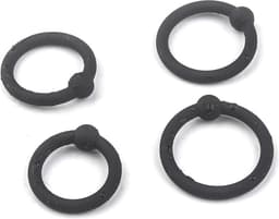 Quick Relief Quadruple Ring™ - Cockring - Set van 4 Cockringen - Penisring - Penisring Set - Siliconen - Extra Stimulatie - Ballstretcher - Zwart — thumbnail 2