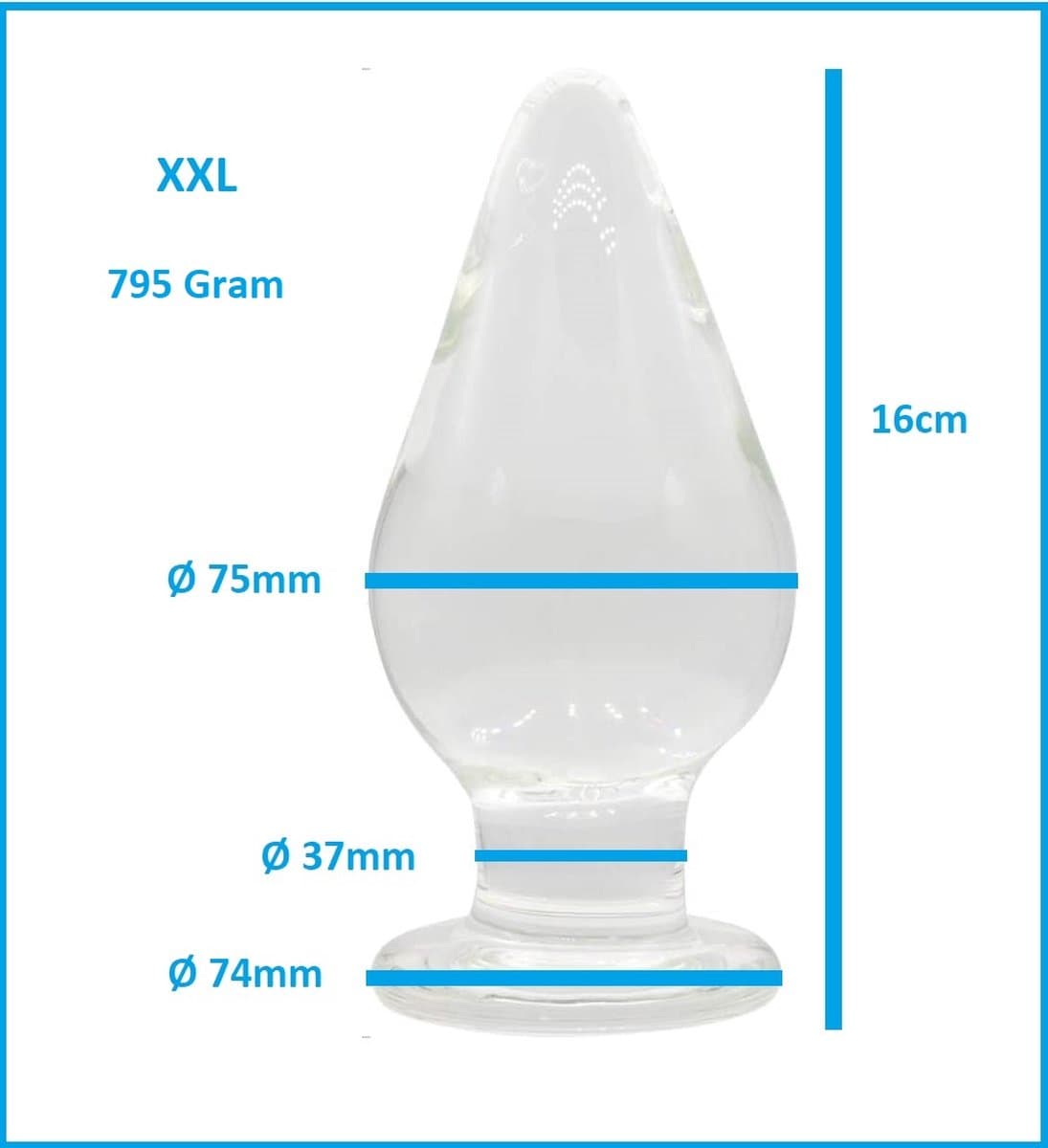 Buttplug XXL kristalglas- anaalplug- grote anale dildo - Ø 75mm - helder glazen dildo- sex anale butt plug seksspeelgoed voor mannen en vrouwen — afbeelding 1